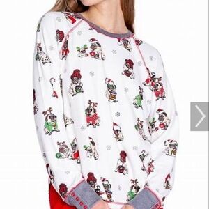 Festive womens Pajamas - White with Red and Green Accents